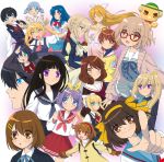  1boy 6+girls \m/ air amagi_brilliant_park antenna_hair backpack bag black_hair blazer blonde_hair blue_eyes blue_hair blue_ribbon blue_sailor_collar blue_skirt bob_cut bonta-kun brown_eyes brown_hair brown_serafuku cardigan character_request chestnut_mouth chidori_kaname chitanda_eru chuunibyou_demo_koi_ga_shitai! clannad coat commentary_request company_connection crossover dango_daikazoku dragon_girl dragon_horns dress eyepatch free! full_metal_panic! furukawa_nagisa glasses gradient_hair green_eyes hair_cubes hair_ornament hairband hibike!_euphonium hiiragi_tsukasa hikarizaka_private_high_school_uniform hinoue_itaru hirasawa_yui horns hyouka index_finger_raised jacket jindai_high_school_uniform k-on! kamio_misuzu kanon kawakami_mai kita_high_school_uniform kitashirakawa_tamako kobayashi-san_chi_no_maidragon kuriyama_mirai kyoto_animation kyoukai_no_kanata long_hair low_twintails lucky_star maid maid_headdress mittens moffle multicolored_hair multiple_crossover multiple_girls musaigen_no_phantom_world naganohara_mio nanase_haruka_(free!) neck_ribbon nichijou one_side_up open_cardigan open_clothes orange_eyes orange_hair oumae_kumiko pinafore_dress pink_neckwear pointing ponytail purple_eyes purple_hair red-framed_eyewear red_eyes red_sailor_collar red_skirt ribbon ryouou_school_uniform sailor_collar sakuragaoka_high_school_uniform school_uniform serafuku short_hair short_twintails skirt suzumiya_haruhi_no_yuuutsu takanashi_rikka tamako_market tokisadame_school_uniform tooru_(maidragon) tsukimiya_ayu twintails violet_evergarden violet_evergarden_(character) white_dress white_sailor_collar winged_backpack yellow_eyes yellow_hairband 