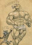  2019 5_fingers abs absurd_res alien anthro assisted_exposure balls beta_ray_bill biceps brown_background dialogue duo english_text eyes_closed fingers flaccid front_view graphite_(artwork) guardians_of_the_galaxy hi_res humanoid_penis korbinite larger_male male mammal marvel monochrome muscular muscular_male obliques open_mouth pecs pencil_(artwork) penis procyonid quads raccoon ribs rocket_raccoon sepia serratus serratus_anterior simple_background size_difference smaller_anthro smaller_male smile smirk standing teeth text towel towel_only traditional_media_(artwork) triceps tush uncut vein veiny_muscles veiny_penis 