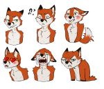  ? ambiguous_gender angry anthro black_nose blush bodily_fluids canid canine crying dipstick_tail emotions fox fur green_eyes hart_eyes jerrin_phox male mammal multicolored_tail orange_fur tears telegram_stickers white_fur 