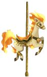  commentary commission english_commentary fiery_hair fiery_tail fire flame from_side full_body gen_1_pokemon glitchedpuppet highres horse no_humans pokemon ponyta profile saddle simple_background solo tail white_background 