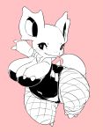  absurd_res big_breasts blush bow_tie breasts bunny_costume claws cleavage clothed clothing costume female fishnet hi_res huge_breasts monochrome nidorina nintendo pok&eacute;mon pok&eacute;mon_(species) semi-anthro simple_background slightly_chubby solo thick_thighs video_games wide_hips xmu 