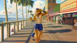  2019 4_toes 5_fingers akitamonster anthro barefoot beach day detailed_background digital_media_(artwork) felid fingers lion male mammal outside pantherine sand seaside shoreline sky solo toes water 
