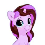  1:1 2019 absurd_res alpha_channel blue_eyes bobdude0 brown_hair bust_portrait cloud cub equid fan_character female feral fur hair happy hi_res horn looking_at_viewer mammal multicolored_hair my_little_pony pink_hair portrait purple_fur simple_background smile solo transparent_background unicorn young 