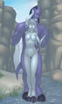  breasts dr_graevling draenei drgraevling eyes_closed female glowing glowing_eyes hooves horn jewelry looking_at_viewer male navel nipples nude outside pointy_ears purple_skin pussy size_difference straight tentacles video_games warcraft water waterfall world_of_warcraft 
