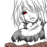  black_sclera bra breasts claws jin_(mugenjin) large_breasts left_4_dead lingerie partially_colored red_eyes sad sharp_teeth solo teeth torn_clothes underwear upper_body white_hair witch_(left4dead) zombie 