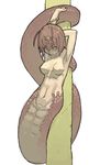  armpits arms_up artist_request bracelet breasts brown_hair circlet isis jewelry lamia large_breasts monster_girl navel nude ragnarok_online scales short_hair solo yellow_eyes 