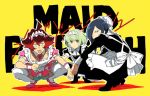  3boys alternate_costume apron blue_hair boxers catgirl0926 crossdressing enmaided frills green_hair gueira hair_over_one_eye lio_fotia long_hair looking_at_viewer mad_burnish maid maid_apron maid_headdress male_focus meis_(promare) multiple_boys open_mouth promare puffy_short_sleeves puffy_sleeves purple_eyes red_hair short_hair short_sleeves slav_squatting squatting underwear waist_apron 