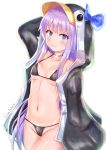  bikini cameltoe cocoasabure fate/grand_order meltlilith open_shirt penguin swimsuits underboob 