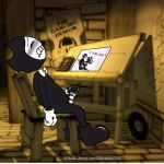  1:1 all_fours bendy_and_the_ink_machine bendy_the_dancing_demon chair doggystyle from_behind_position ink leaking male masturbation muffinlewds penile penile_masturbation penis selfcest sex square_crossover tentacles video_games 
