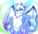  2019 absurd_res alternate_version_at_source anthro blush breasts chest_tuft dragon female fur hair hi_res horn looking_at_viewer milkteafox nipples nude pussy smile solo tuft wings 