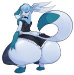  anthro anthrofied big_butt black_nose blue_fur blue_hair bottomwear butt butt_grab clothing eeveelution from_behind_(disambiguation) fur girly glaceon goth gumcrate hair hand_on_butt hi_res huge_butt hyper hyper_butt lipstick looking_at_viewer makeup male nintendo pok&eacute;mon pok&eacute;mon_(species) shorts simple_background solo video_games white_background 
