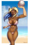  anthro beach bikini breasts clothed clothing female hi_res mammal outside porin seaside solo sport standing swimwear ursid volleyball wide_hips 