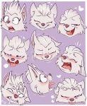  absurd_res blush bodily_fluids canid canine canis clenched_teeth cub cute_fangs domestic_dog drooling facial_expressions female fuf fur grey_fur hi_res mammal paw_patrol pink_eyes purle_eyes saliva sweetie_(paw_patrol) teeth tongue tongue_out white_fur young 