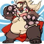  1:1 belly blush bulge canid canine chibi clothing fundoshi goemon_(tas) hair hupi1008 japanese_clothing kabuki long_hair male mammal moobs navel nipples pawpads ponytail raccoon_dog tanuki tokyo_afterschool_summoners underwear video_games 