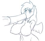  2019 animal_genitalia animal_penis anthro big_breasts breasts digital_media_(artwork) equid equine equine_penis erection fellatio female free_art friendship_is_magic frienship_is_magic hair holding_breast horse hyper hyper_penis jakethegoat licking mammal my_little_pony nipples nude oral penile penis pony sex simple_background sketch tongue tongue_out wings 