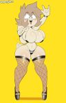  absurd_res big_breasts bikini breasts brown_fur clothing dongitos female fishnet fishnet_legwear footwear fur hi_res high_heels huge_breasts lagomorph legwear leporid mammal platform_shoes rabbit shoes solo swimwear thick_thighs wide_hips 