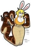  big_breasts blonde_hair bodily_fluids breasts buckteeth carrot_(one_piece) cleavage clothed clothing digital_media_(artwork) drooling female fur hair huge_breasts hypnofood jungle_book kaa_(jungle_book) lagomorph leporid male mammal one_piece open_mouth oral_vore python rabbit reptile saliva scales scalie shirt snake spots sweat sweatdrop tank_top teeth text thick_thighs topwear vore wide_hips 