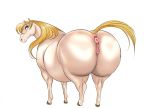  anus big_butt butt equid equine eyelashes female feral horse huge_butt looking_back mammal nikuyoku overweight overweight_female pussy simple_background smile solo white_background 