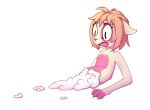  ambiguous_gender beleth_(floraverse) blonde_hair felid feline floraverse fur hair mammal pink_fur plushie solo stuffing unknown_artist webcomic white_beleth_(floraverse) white_fur 