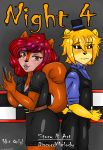  absurd_res anthro big_breasts breasts bulge comic cover discordmelody female five_night_at_freddy&#039;s five_nights_at_freddy&#039;s freckles golden_freddy_(fnaf) hi_res invalid_tag jasmine_ivory male mammal night_4 nightguard rodent sciurid smile smirk ursid video_games 
