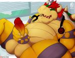  2019 absurd_res accessory anthro balls belly bowser cock_ring dr._bowser erection hi_res humanoid_hands humanoid_penis jewelry koopa male mario_bros naughtybigdog nintendo overweight overweight_male penis penis_accessory penis_jewelry scalie solo video_games 