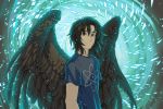  2019 blakc_feathers brown_eyes clothed clothing digital_media_(artwork) feathered_wings feathers humanoid jay-kuro looking_at_viewer male smile solo standing winged_humanoid wings 