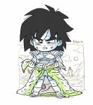  1boy :t adjusting_clothes armor artist_name bike_shorts black_eyes black_hair boots broly_(dragon_ball_super) chibi commentary_request crying crying_with_eyes_open dirty dirty_clothes dirty_face dragon_ball dragon_ball_super_broly fenyon frown full_body legs_apart looking_down male_focus monkey_tail pout sad shaded_face standing tail tears v-shaped_eyebrows waist_cape 