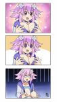  1girl artist_name choker d-pad d-pad_hair_ornament eyebrows_visible_through_hair hair_ornament highres knee_boobs knees_to_chest knees_up maroonabyss neptune_(neptune_series) neptune_(series) purple_eyes purple_hair short_hair sidelocks sitting smile white_choker 