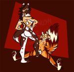  african_wild_dog anthro breasts canid canine domination duo felid female female_domination fur mammal nicnak044 nipples nude paws smile 