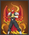  anthro avian beak bird clothed clothing digital_media_(artwork) european_mythology eviljrgr feathered_wings feathers fist_of_the_north_star greek_mythology male marcus_red mythological_bird mythological_firebird mythology phoenix red_feather solo wings 