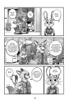  2019 black_and_white canid canine clothing comic dialogue disney fox judy_hopps kit-ray-live lagomorph leporid mammal monochrome nick_wilde rabbit zootopia 