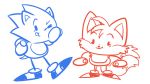  anthro beek canid canine clothing duo eulipotyphlan footwear fox gloves handwear hedgehog male mammal miles_prower shoes simple_background sketch smile sonic_(series) sonic_the_hedgehog standing white_background 