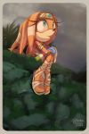  2018 anthro blue_eyes clothing echidna female footwear mammal monotreme signature sitting solo sonic_(series) tikal_the_echidna video_games xibalbapiixan 