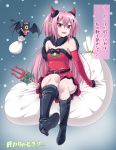  1girl boots fork krul_tepes kyuutou_(kyuutouryuu) owari_no_seraph pink_eyes pink_hair santa_costume thigh_boots thighhighs twintails 