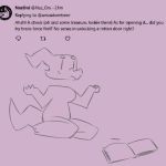  book confusion drawing female freckles horn kneeling kobold puzzle reptile rude ruins scalie shrug slit_pupils solo srriz srriz_adventure story twitter underground unknown_artist writing_(disambiguation) 