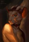  anthro breasts brown_background brown_hair digital_media_(artwork) eyebrows eyelashes female fur green_eyes hair hi_res horn ingvas jewelry jewlery looking_at_viewer mammal necklace nude pink_nose portrait rodent simple_background solo url white_fur 