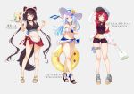  :d ange_katrina animal_ears apron arm_up bare_arms bare_legs bare_shoulders baseball_cap belt belt_pouch bikini black_hair black_panties blue_eyes blue_hair brat breasts character_name cleavage cocktail_glass collar collarbone commentary crop_top crossed_legs cup dog_ears dog_girl dog_tail drink drinking_glass drinking_straw fangs flower full_body gradient_hair grey_background groin hair_flower hair_ornament halter_top halterneck hand_on_headwear hands_up hat hat_flower headdress heterochromia holding holding_tray hurricane_glass innertube inui_toko jacket jewelry leg_belt lize_helesta long_hair long_legs long_sleeves looking_at_viewer low_twintails medium_breasts midriff miniskirt multicolored_hair navel necklace nijisanji off_shoulder open_clothes open_jacket open_mouth panties pleated_skirt pouch purple_eyes red_eyes red_flower red_hair red_skirt sandals sarong shirt short_shorts shorts side_slit simple_background skirt sleeveless sleeveless_shirt smile standing sun_hat swimsuit tail thighs tray twintails two-tone_hair underwear very_long_hair virtual_youtuber waist_apron watson_cross white_bikini white_hair white_headwear white_jacket yellow_eyes yellow_flower 