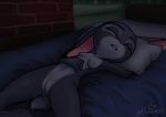  2019 anthro bed bodily_fluids breasts buckteeth dipstick_ears disney drooling eyes_closed female fur grey_fur haiiromon inside judy_hopps lying multicolored_ears multicolored_fur night nipples nude on_back on_bed pillow pussy saliva sleeping small_breasts solo spread_legs spreading teeth two_tone_fur zootopia 