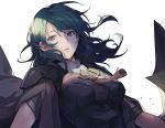  1girl black_cape blue_eyes blue_hair byleth_(fire_emblem) byleth_(fire_emblem)_(female) cape fire_emblem fire_emblem:_three_houses medium_hair nagu parted_lips simple_background solo upper_body white_background 