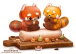  ailurid cryptid-creations duo eating food fruit mammal orange_(fruit) pear plant red_panda smile url 