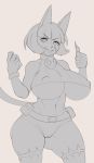  animal_humanoid belt breasts camel_toe cat_humanoid collar felid felid_humanoid feline feline_humanoid female hi_res humanoid jewelry mammal mammal_humanoid monochrome nadia_fortune navel necklace nipple_outline noodle-lu scar skullgirls solo tongue tongue_out under_boob video_games 