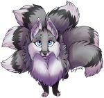  2019 4_toes ambiguous_gender black_nose blue_eyes canid canine digital_media_(artwork) feral fox fur grey_fur mammal paws silvermoonfox solo toes 