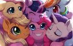  16:10 absurd_res applejack_(mlp) blonde_hair blue_eyes blush earth_pony equid equine evomanaphy eyes_closed female feral fluttershy_(mlp) freckles friendship_is_magic green_eyes group hair hi_res horn horse mammal multicolored_hair my_little_pony one_eye_closed pink_hair pinkie_pie_(mlp) pony purple_hair rainbow_dash_(mlp) rainbow_hair rarity_(mlp) red_eyes smile twilight_sparkle_(mlp) unicorn 
