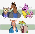  amphibian avian bird bojack_horseman bojack_horseman_(character) breasts cervid cervine charley_witherspoon charlotte_moore cleavage clothed clothing colored_nails domestic_cat equid equine felid feline felis female frog horse jacket male mammal nails owl princess_carolyn red-eyed_treefrog topwear tree_frog wanda_pierce 