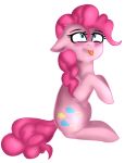  blush edit equid equine female friendship_is_magic horse jbond mammal my_little_pony painting pinkie_pie_(mlp) silly simple_background sitting solo tongue tongue_out white_background 