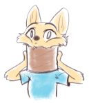  2019 ambiguous_gender anthro arctic_fox canid canine cardboard cardboard_tube cheek_tuft clothed clothing disney elbow_tufts fox fuel_(artist) mammal shirt simple_background skye_(zootopia) solo topwear tube tuft white_background zootopia 