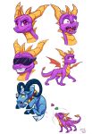  2019 absurd_res activision bovid caprine claws digital_media_(artwork) dragon duo eyewear feral friendship_is_magic goat grogar_(mlp) hi_res horn male mammal membrane_(anatomy) membranous_wings my_little_pony open_mouth purple_eyes scales scalie smile spines spyro spyro_the_dragon sunglasses teeth tongue tsitra360 video_games western_dragon wings 