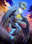  2019 4_toes anus avian beak blue_eyes bodily_fluids butt detailed_background digital_media_(artwork) dildo feathered_wings feathers female feral friendship_is_magic gabby_(mlp) genital_fluids gryphon half-closed_eyes hi_res hioshiru my_little_pony night open_mouth outside pawpads penetration pussy pussy_juice sex_toy sky solo star starry_sky toes tongue vaginal vaginal_penetration wings 