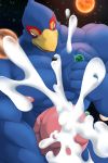  anthro avian bird bodily_fluids croiyan cum destruction erection falco_lombardi genital_fluids hi_res macro male nintendo penile penis planet solo space star_fox video_games vore 