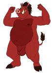  2019 anthro balls belly big_belly claws digital_media_(artwork) disney domestic_pig fingers hair humanoid_hands humanoid_penis looking_at_viewer male mammal nipples nude penis pumbaa simple_background smile solo suid suina sus_(pig) teeth the_lion_king timidwithapen toe_claws warthog 